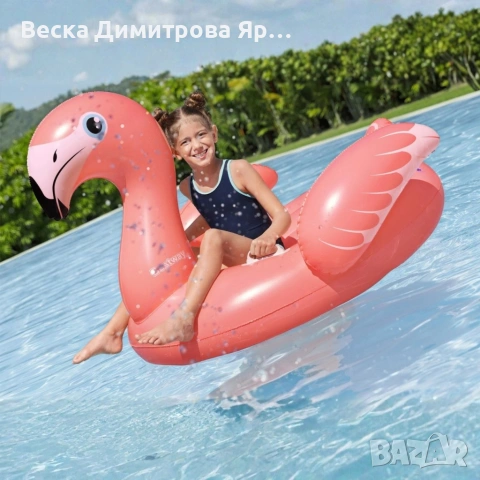 Надуваем дюшек фламинго за деца, 138 x 107 см, до 45кг, 3+ годишни, снимка 4 - Басейни и аксесоари - 54959116