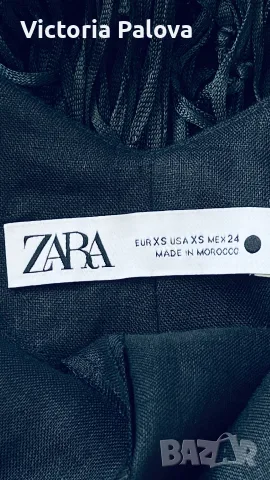 Хитова черна ленена рокля Zara с макраме и ресни, размер XS (Blogger's favorite / Много тьрсен модел, снимка 10 - Рокли - 55347616