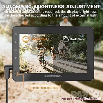 PARKVISION Велосипедна камера за задно виждане с капак за прах, 4.3'' HD 1080P монитор , снимка 3 - Аксесоари за велосипеди - 55072323