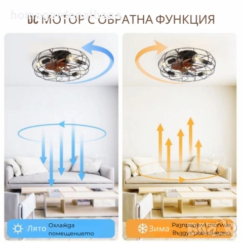 Вентилатор за Таван с LED Осветление | 50 см | Индустриален Стил, снимка 3 - Вентилатори - 54211467