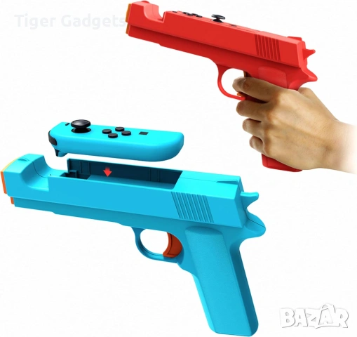DOBE Пистолет за Nintendo Switch и Switch OLED контролери – Комплект 2 броя (Син + Червен)