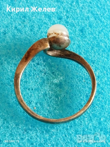 Винтидж сребърен пръстен с инкрустирана перла стил и елегантност 51769, снимка 6 - Пръстени - 54005325