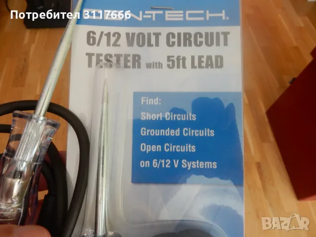 6/12 Volt Circuit Tester Cen Tech - Needle Point - Vintage in original package, снимка 2 - Други инструменти - 55603203