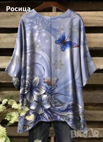 Дамски блузон туника размер 3ХЛ има разтегливост трико нова., снимка 2 - Блузи с дълъг ръкав и пуловери - 54042197