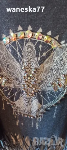 Потник с ресни и камъни (Размер XS/S)/ Design Lab Boho Fringe Eagle Tank Top, снимка 3 - Потници - 55616709