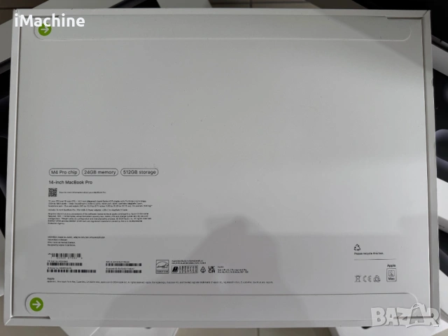 ЧИСТО НОВ MacBook Pro 14" M4 PRO Chip 12-CPU/16-GPU/24RAM/512SSD, снимка 2 - Лаптопи за работа - 53974003