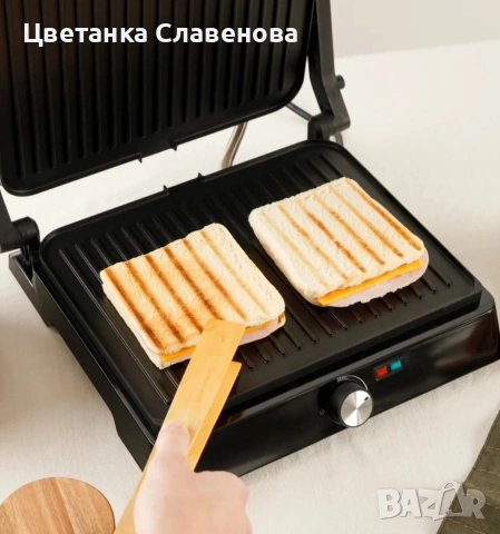 Електрическа скара и тостер с мощност 2200 W, регулатор на температурата, отваряне на 180º., снимка 6 - Скари - 54040915