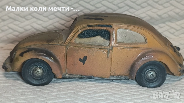 скулптура на Volkswagen Beetle - 21 см дължина , снимка 2 - Антикварни и старинни предмети - 54542488