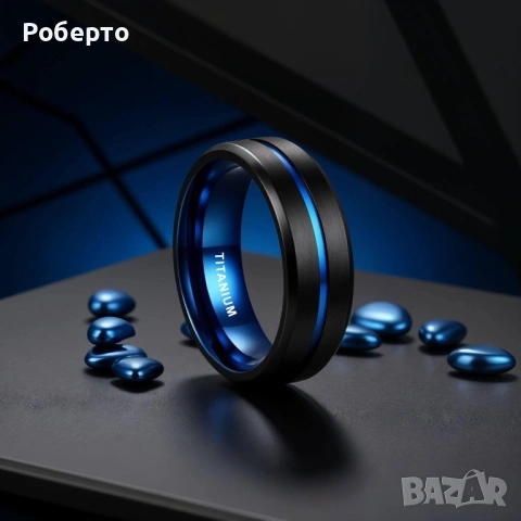 Мъжки пръстен от титан 8мм размер 9, снимка 4 - Пръстени - 53986688