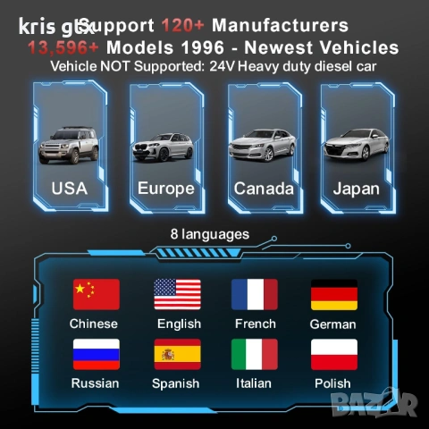 OBD2 диагностика KONNWEI KW906, Bluetooth 5.2 Android IOS съвместим OBDII, снимка 6 - Аксесоари и консумативи - 54467938