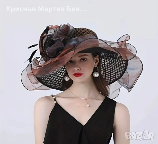 Дамска Шапка ярък дантелен плат Органза , снимка 4 - Други - 54440169