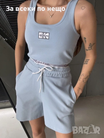 Calvin Klein Дамски Летен Комплект👚🩳Дамски Къс Екип Келвин Клайн - 5 Цвята Код I_254, снимка 2 - Спортни екипи - 54876810