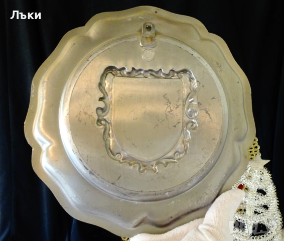 Калаена чиния,рамка за снимка,гравиране,калаена сватба. , снимка 2 - Антикварни и старинни предмети - 54670491