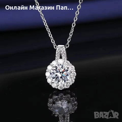 Колие от сребро 925 и диамант моасанит 2кт с GRA сертификат, снимка 6 - Колиета, медальони, синджири - 54798894