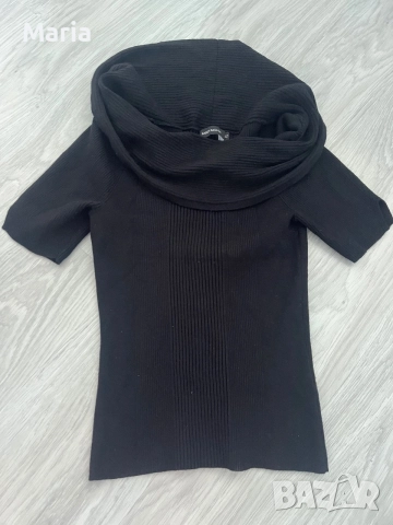 Karen Millen дамски плетен пуловер с поло яка черен L