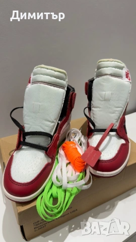 Nike off-white x air jordan 1 Chicago, снимка 14 - Маратонки - 54537248