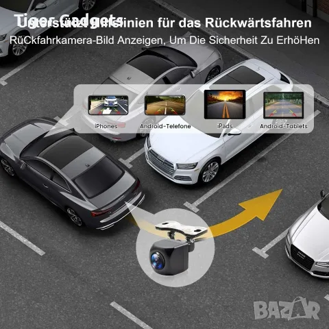 GREENAUTO 5G WiFi камера за заден ход 1080P с нощно виждане за Android и iPhone, снимка 4 - Аксесоари и консумативи - 55407494