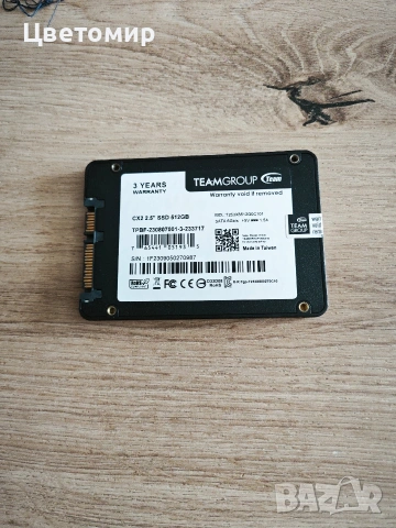 Teamgroup cx2 512GB SSD 2.5 100% Health/ нов работил е 7дни, снимка 2 - Лаптопи за работа - 54122118