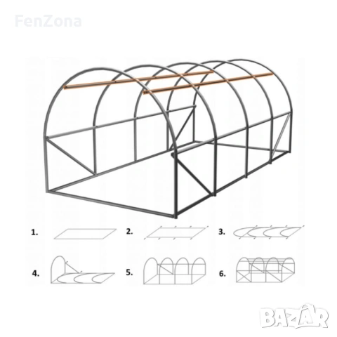 Градиснка оранжерия със стабилна конструкция - перфектен микроклимат за вашите растения - 6 х 3 х 2м, снимка 2 - Оранжерии - 54051544