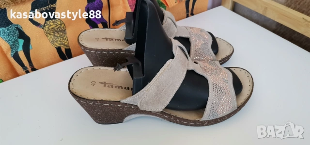 Чехли Tamaris 40. Естествен велур, снимка 2 - Чехли - 54864927
