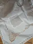 Памучна покривка с ръчна бродерия и плетени елементи 260×170 см., 12 салфетки , снимка 4