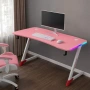 🎮 Розово Геймърско Бюро 120 см | RGB LED | Карбонов Плот | Стоманена Конструкция, снимка 6