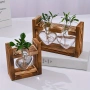 Стъклена ваза за хидропоника на дървена стойка „Heart Glass Vase“, снимка 5