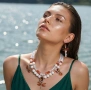 Комплект колие и обеци " Кехлибарен залез" , снимка 3