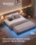 Плаващо легло с LED осветление, 140 x 200 см, тапицирани ръбове, 2 контакта, USB-A и USB-C портове, , снимка 2