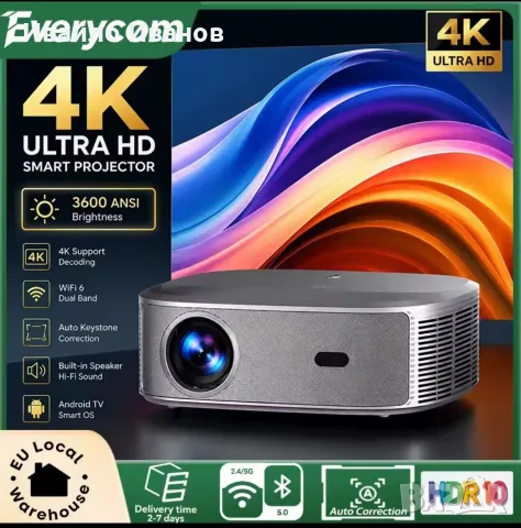 домашно кино, проектор Everycom HQ11W Android 15