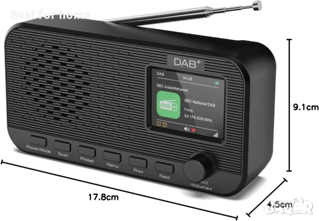 DAB радио с Bluetooth, презареждащо се цифрово FM радио, преносимо DAB+ радио с батерии, снимка 7 - Радиокасетофони, транзистори - 54539150