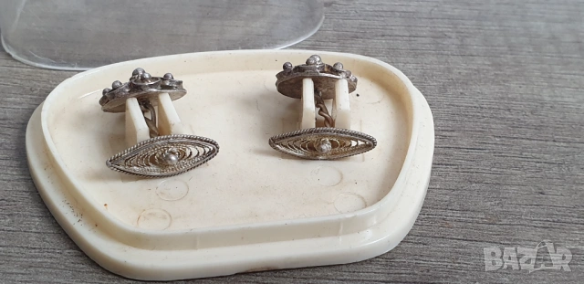 Стари сребърни филигранни бутонели, ръкавели, снимка 4 - Антикварни и старинни предмети - 54189117