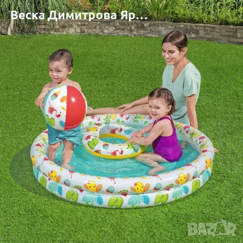 Детски надуваем басейн Ø122 см с топка и пояс – Цветен летен комплект за безкрайни забавления, снимка 5 - Басейни и аксесоари - 54933593