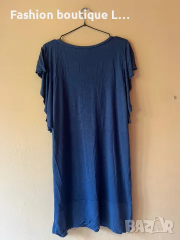 2.5 широка памучна рокля в син цвят с плетка около врата L / XL размер 👗, снимка 4 - Рокли - 55365306