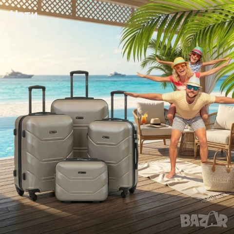 Комплект луксозни куфари 4 в 1 – ABS твърд корпус, кодирана ключалка и 4 двойни колела, снимка 5 - Куфари - 54023578