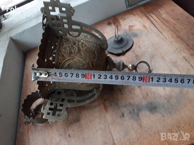 Огромно старо висящо кандило месинг кадило тамянник, снимка 6 - Антикварни и старинни предмети - 54220492