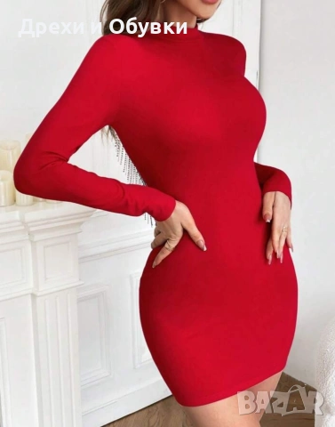 Официална червена рокля с гол гръб и камъни , снимка 2 - Рокли - 54074113