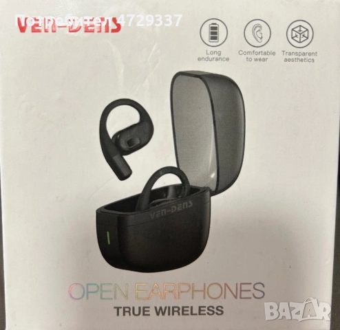 Безжични слушалки VER-DENS Open Ear TWS – Спортни, черни (НОВИ)