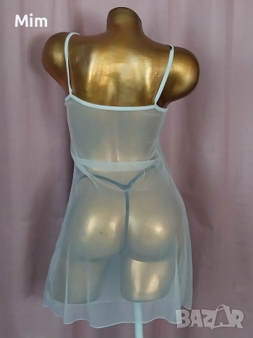 Female M Бяла ефирна нощница и черна прашка, снимка 5 - Бельо - 54673593