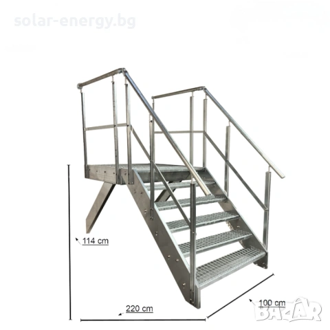 Метално стълбище с площадка 6 стъпала | За монтаж към стена | Поцинковано, снимка 5 - Други - 54236188
