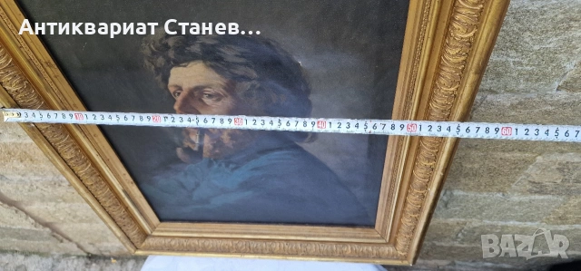 Стара маслена картина мъж с лула, снимка 12 - Картини - 54810962