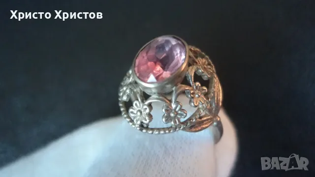 Руски-СССР сребърен, изящен, пръстен., снимка 4 - Пръстени - 55546631