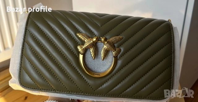 Дамска чанта Pinko Love Click Baguette Mini Chevron маслинено зелено, , снимка 4 - Чанти - 53998487