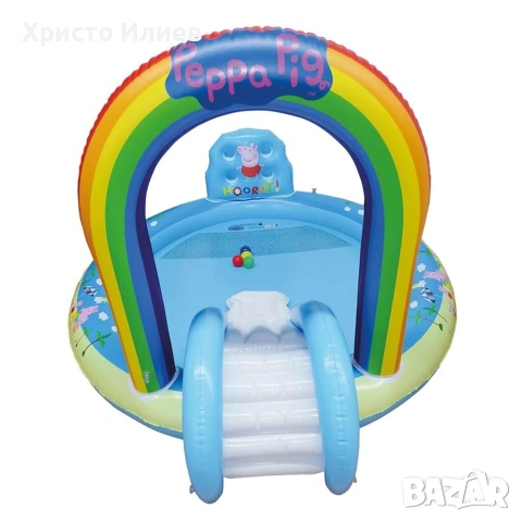 Надуваем басейн център за игра с пързалка и водна пръскачка Peppa Pig Пепа Пиг, снимка 2 - Басейни и аксесоари - 55230922