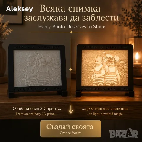 Светеща рамка със снимка по поръчка | Персонализиран подарък със светлина, снимка 4 - Арт сувенири - 55391870