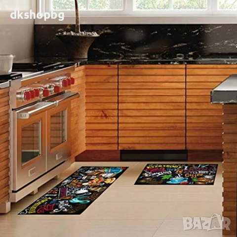 4584 Комплект Кухненски Пътеки 40x120см и 40x60см – Противоплъзгащи и Лесни за Почистване