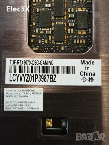 Asus TUF видеокарта RTX3070 - за части, снимка 5 - Видеокарти - 54560057