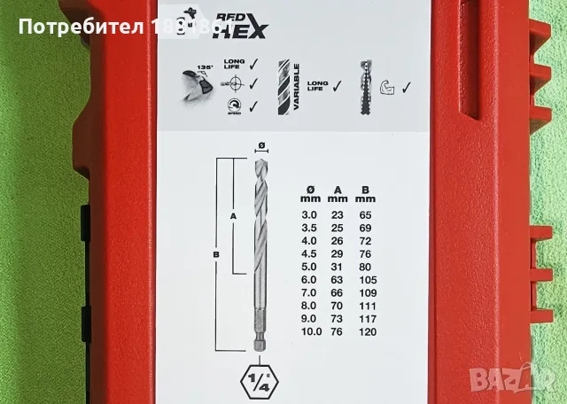 Нов Комплект свредла 1/4 HSS-G Titanium Milwaukee 10 броя, снимка 3 - Други инструменти - 55437030