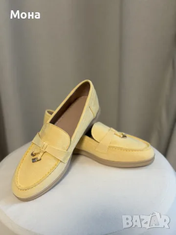 жълти мокасини по модел на Loro Piana , снимка 4 - Дамски елегантни обувки - 55407677