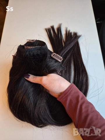 естествена коса на треса /150гр./тъмно кестенява , снимка 5 - Аксесоари за коса - 54009894